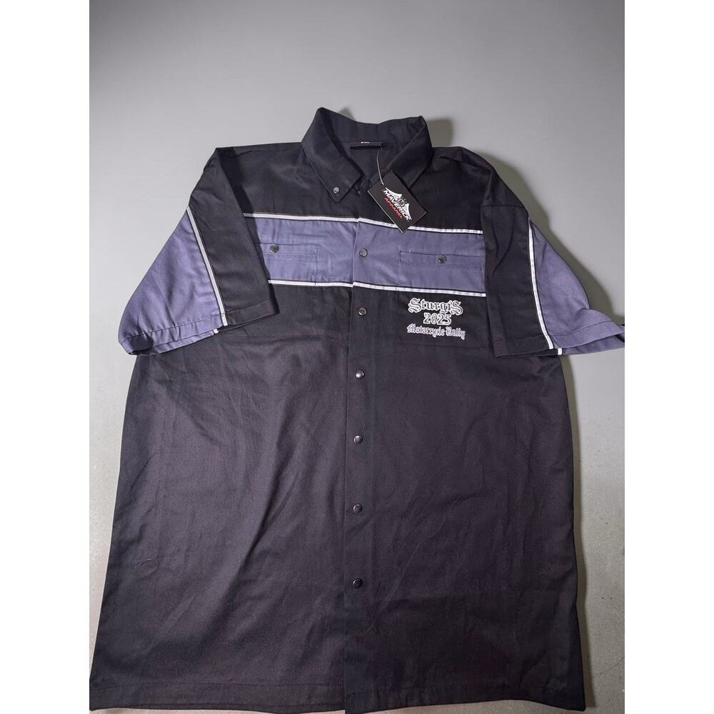 Sturgis 2025 Motorcycle Rally Shirt Men’s 2XL Black Gray Biker Snap